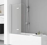 IMPTS 120x140cm Duschwand für Badewanne 2 TLG. Faltwand Duschtrennwand Badewannenaufsatz Duschabtrennung mit 6mm Nano Glas