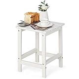 COSTWAY Beistelltisch, Kleiner Gartentisch aus UV-beständigem Kunststoff, Balkontisch wetterfest, für Terrasse, Balkon, Garten, 35,5 x 35,5 x 46,5 cm, Weiß