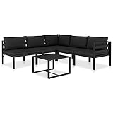 Gecheer 6-TLG. Gartenlounge Aluminium, Garten-Lounge-Set mit Kissen, Gartenmöbel Lounge Sofa, Loungemöbel Terrasse, Aluminium Anthrazit