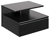 AC Design Furniture Fia Nachttisch mit 1 Schublade in Schwarz, 1 Stück, Wandschrank im Minimalistischen Stil, Kleiner Nachttisch für die Wandmontage, B: 35 x H: 22,5 x T: 32 cm