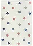 LIVONE Happy Rugs for Kids Pflegeleichter Kinderteppich Kinderzimmer mit Punkten Kreisen in Creme rosa grün Silber grau Grösse 160 x 230 cm