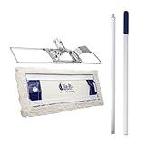 Ha-Ra Set Bodenexpress aus Edelstahl & Boden-Faser weiß lang I robuster Boden-Wischer zur Reinigung für Böden & Wände I wendiger & Leichter Wischmop mit rutschfestem Griff & teilbarem Stiel 42cm