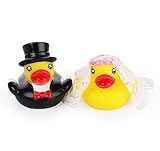 Adorfine Ente Hochzeitspaar Badeenten Brautpaar Quietscheente Hochzeitspaar für Hochzeitsgeschenk Partydekoration Hochzeitsdekoration