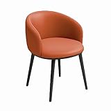 YCZHD Freizeit Stühle, Küche Esszimmer Stuhl Moderne Mid-Century Bequeme PU Leder Stuhl Rücken Freizeit Seitenstühle mit Metallbeinen für Küche Wohnzimmer(Color:ORANGE)