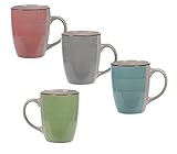 Kaffeetasse 275 ml aus Porzellan bunt/Innen creme - 4er Set - Kaffeebecher Tasse Becher