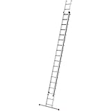 Hailo S80 ProfiStep duo Alu-Schiebeleiter | 2 x 18 Sprossen belastbar bis 150 kg | Rastsystem mit Anhebesicherung | sprossenweise höhenverstellbar | Aluleiter made in Germany | rostfrei | silber