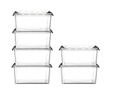 6x Aufbewahrungsbox stapelbare Box Smart Store Classic 31 transparent mit Deckel & Klickverschluss