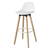 SoBuy FST70-W Barhocker mit Fußstütze Barstuhl Tresenhocker Barstuhl mit Rücklehne weiß Beine aus Buche Sitzhöhe: 71cm