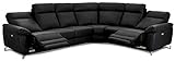 Ibbe Design L Form Ecksofa Schwarz Leder Relaxsofa Couch mit Elektrisch Verstellbar Relaxfunktion Heimkino Sofa Selesta mit Fussteil Links, 310x252x69x101 cm