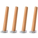TONZN Massivholz-Möbelbeine, 4 Stück Holz-Ersatzfüße, mit Bolzen und Montageplatte und Schrauben, für Sofa, Couch, Schrank, Sessel, Liegestuhl (Farbe: A, Größe: hoch 30 cm) (A hoch 40 cm)