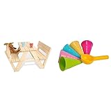 Pinolino Kindersitzgarnitur Nicki für 4 mit Lehne & Simba 107108605 - Sandformen EIS, 5 Waffeln, 1 Portionierer, Sandspielzeug, 15cm, Geschenkset, Sandkasten, Mehrfarbig