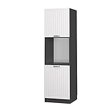 Vicco Küchenschrank Küchenmöbel Fame-Line Landhaus Küche Einbauküche Küchenzeile Blende Unterschrank Hochschrank Hängeschrank (Anthrazit-Weiß, Herdumbauschrank 60 cm offen)