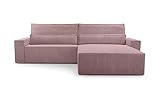 mb-moebel Modernes Ecksofa, Ottomane, Universal, L-Form, Ecksofa mit Deckelhalter, Schlafsofa mit Liegefunktion – Denver Poso 27 (Violett)