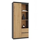 CDF Office Bücherregal RS-80 Bily | Farbe: Anthrazit Artisan-Eiche | Für Wohnzimmer, Büro, Arbeitszimmer | Modern | Regal für Bücher und Spielzeug | Ideal für Kinderzimmer, Teenager, Jugendzimmer