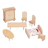 Miniatur-Möbelmodell, Sicheres Puppenhaus-Schlafzimmermöbel-Set aus Holz, Exquisit Langlebig für Puppenhaus (Schlafzimmer-Serie)