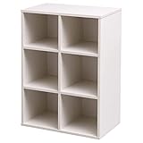 Iris Ohyama, Bücherregal, Möbel, Regal, Aufbewahrungswürfel, 6 Fächer, Horizontale & vertikale Anordnung, Design, Modern, Büro, Schlafzimmer, Wohnzimmer - Rack CFR-9060 - Eiche weiß