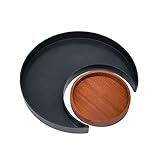 LIUZH Eingang Wohnzimmer Kristall-Holz-Aromatherapie-Tablett Dekoratives Stein-Display for ätherische Öle Holz-Mond-Tablett