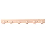 LouMaxx Hakenleiste Holz aus Kiefer mit 6 Holzhaken – Wandgarderobe Holz - Garderobe Kinder - Garderobe Holz - Kleiderhaken Holz zur Wandbefestigung aus Nicht behandeltem Kiefernholz