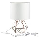 Modern Industrielle Metall Vintage Tischlampen Schreibtischlampen - Angus Körbchenstil Stil Nachttisch-Leuchte 15,35' Höhe Leselampe Arbeitsplatzlampe für Bedside Desk Bar, Weiß & Rose Gold