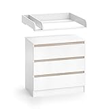 VICCO Wickelkommode Emma mit 3 Schubladen - inkl.Wickelauflage Abnehmbar Weiß Sonoma Baby Weiß Sonoma Kinderzimmer