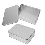Cabilock 2 Stücke Metalldose Blechdosen Rechteckige Leere Dosen mit Deckel Teedose Keksdosen Geschenkdose Vorratsdose Metallbox Vorratsbehälter für Zuhause Süßigkeiten Organizer