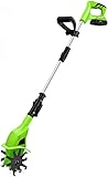VOIV Kabelloser Rotavator, Gartenfräse mit wiederaufladbarem Akku und Ladegerät, Bodenbearbeitungstiefe 6,3 Zoll, Anbauflächenbreite 3,9 Zoll, Verstellbarer Grubber