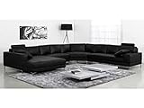 LINEA SOFA - Wohnlandschaft Leder - Ecke Links - Schwarz - Donatello II