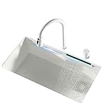 Küchenspüle Neues Weißes Wasserfall-Waschbecken Aus Edelstahl Für Zuhause Nano-Einzelwaschbecken Arbeitsstation Mit Raindance-Wasserhahn (Color : B, S : 68 * 46cm)