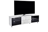 Amazon Marke - Movian Spey - Mobiles TV-Board 2 Türen 2 Schubladen, 40 x 159 x 46 cm, Weiß