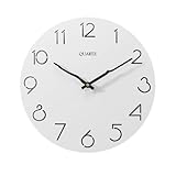 Dekorative 12-Zoll-Silent-Wanduhr, batteriebetrieben, tickt Nicht, einfache Moderne Holzmaserung, dekorative große, Hohle Zahlen, Quarzuhr für Wohnzimmer Home/Büro