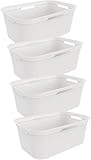 Rotho Brisen 4er-Set Wäschekorb 40l, Kunststoff (PP) BPA-frei, weiss, 4 x 40l