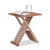 Relaxdays Beistelltisch klappbar, Klapptisch Walnuss, Couchtisch klein, Nachttisch eckig, HBT: 40,5 x 33 x 33 cm, natur