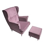 Altrosa Ohrensessel und Hocker