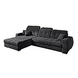 Kabs® Ecksofa Inzelo - gemütliches graues Sofa in L Form mit Kopfteilverstellung & Kissen, Ottomane Links, funktionale Couch mit Bezug aus Polyester Mix, Zeitlose Eckcouch, Maße: 278 x 85 x 192 cm