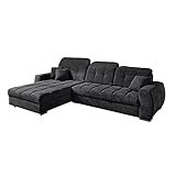 Kabs® Ecksofa Inzelo - gemütliches graues Sofa in L Form mit Kopfteilverstellung & Kissen, Ottomane Links, funktionale Couch mit Bezug aus Polyester Mix, Zeitlose Eckcouch, Maße: 278 x 85 x 192 cm