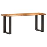 Möbel, Bänke, Aufbewahrung, Live-Edge Bank 110 cm massives Akazienholz und Stahl, Eingangsbänke