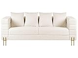 Beliani Sofa Bouclé weiß 3-Sitzer Metallbeine Gold moderner Stil Granna