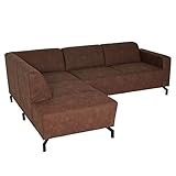 Mendler Ecksofa HWC-J60, Couch Sofa mit Ottomane Links, Made in EU, wasserabweisend - Kunstleder braun