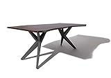 MASSIVMOEBEL24.DE Baumtisch Akazie 140x90x76 braun lackiert Beine anthrazit matt Freeform 4#16
