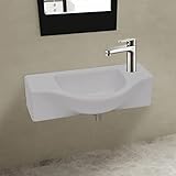 Waschbecken mit Wasserhahnloch, Keramik, Weiß