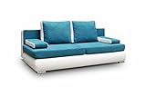 mb-moebel Couch mit Schlaffunktion Sofa Schlafsofa Wohnzimmercouch Bettsofa Ausziehbar - MADAGASKAR (Blau)