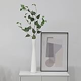 Cutfouwe Keramik Vase Weiß 42cm Hoch Schmal Bodenvase für Pampasgras,Trockenblumen Blumenvase,Modern Deko Vasen,für Home Office Dekoration,Geschenk,Dekozweige