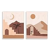 Stupell Industries Desert Oasis Retreat Day Night Palm Dune Landschaft, Design von Nina Blue