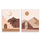 Stupell Industries Desert Oasis Retreat Day Night Palm Dune Landschaft, Design von Nina Blue