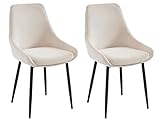 Vente-unique - Set mit 2 Stühlen aus Cordstoff und Metall – Creme – Masurie