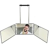 TZUTOGETHER Klappspiegel 360° Schminkspiegel Rasierspiegel mit LED Licht - Siehe Hinterkopf, Dreifach Spiegel, Klappbar Kosmetikspiegel 30*20cm*3, Make-up Spiegel aufhängen, 360 Grad Spiegel Großer