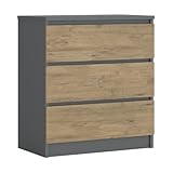 Komodenschrank mit 3 Schubladen, Farbe: ANTHRAZIT/EICHE LANCELOT, A: 70 x 78 x 39 cm , Schubladenkommode, Kommode mit Schubladen, Sideboard Wohnzimmer, Schlafzimmer Kommode, Kommode Flur, Highboard