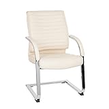 MyBuero Besucher-Stuhl Schwinger-Stuhl Visiter CL120 Kunst-Leder Creme-Weiß, Freischwinger-Sessel, Vierfußstuhl, Arbeiten & Relaxen, Armlehnen, Ergonomisch, Schreibtisch-Stuhl, Home-Office, 725014