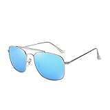 Sonnenbrille,Polarisierte Sonnenbrille Herren Metall Big Frame Kröte Spiegel Fahrer Fahrspiegel Trend Mode Sonnenbrille, C7 Silberrahmen Eisblau Film