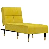 vidaXL Chaiselongue, Recamiere Verstellbar Multifunktional, Relaxliege Sofa Metallbeine, Schlafsofa Gästebett Wohnzimmer, Modern, Gelb Samt